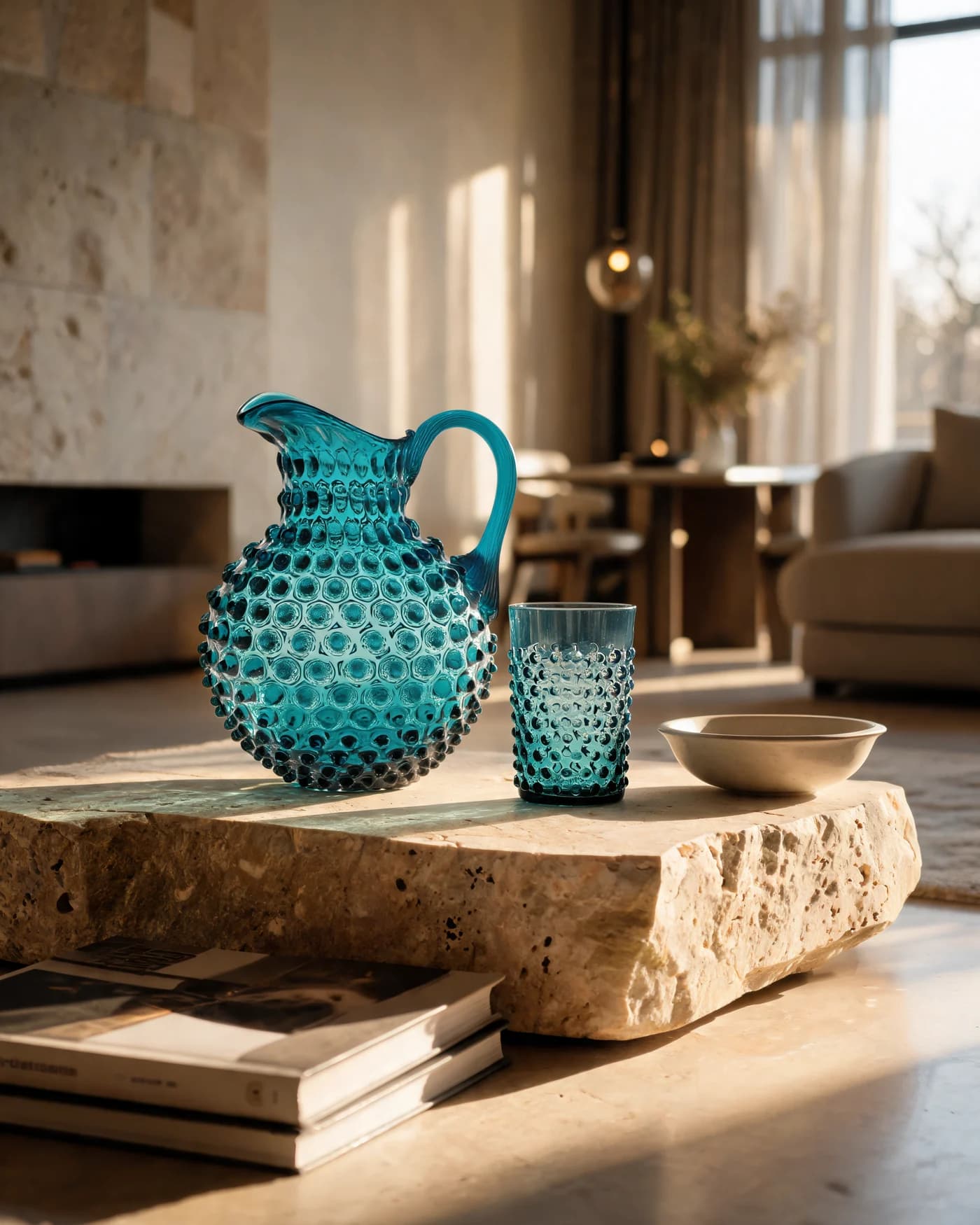 Aquamarine Hobnail Sürahi — kullanım görseli
