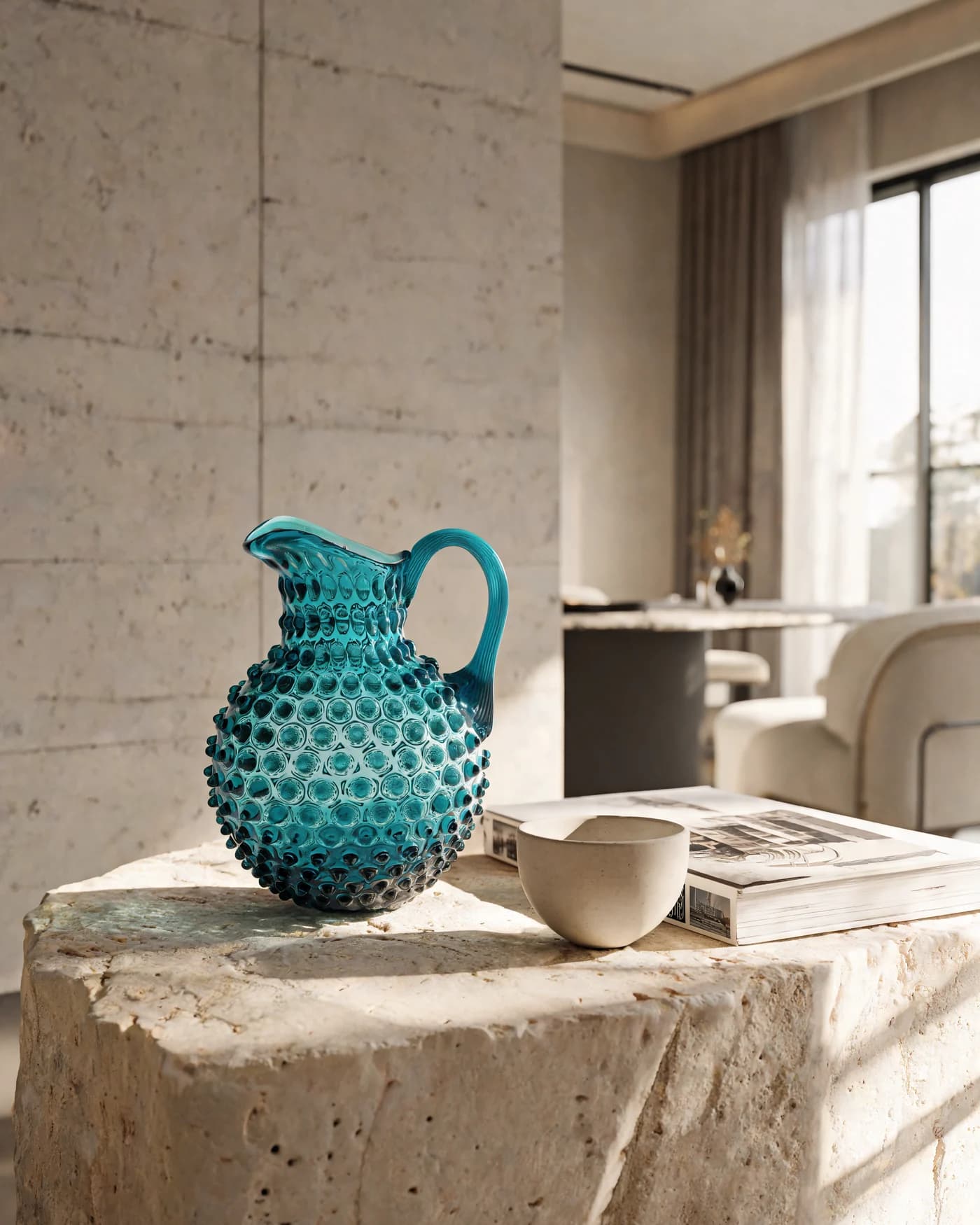 Aquamarine Hobnail Bardak — kullanım görseli
