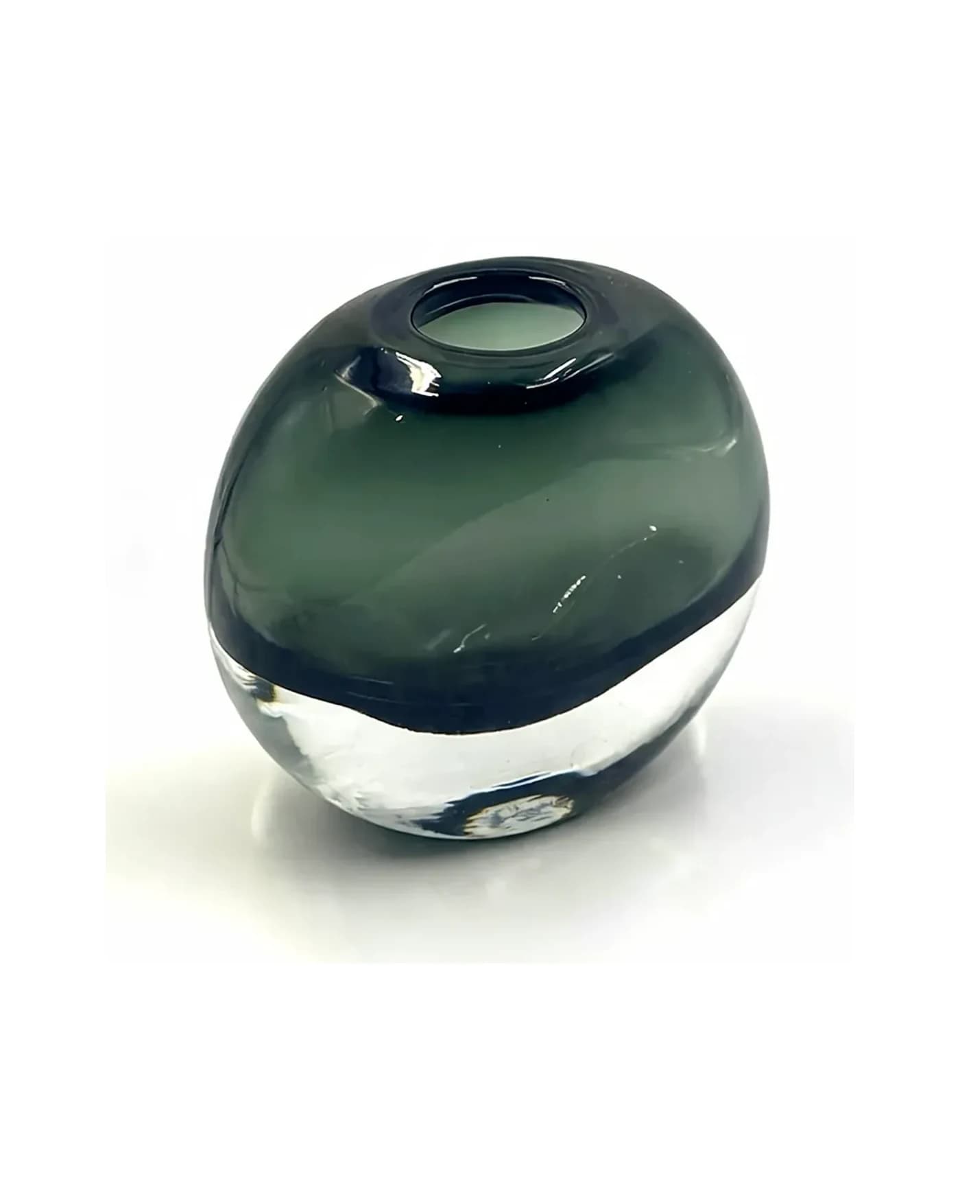 El Yapımı Koyu Renk Oval Heykelsi Cam Vazo